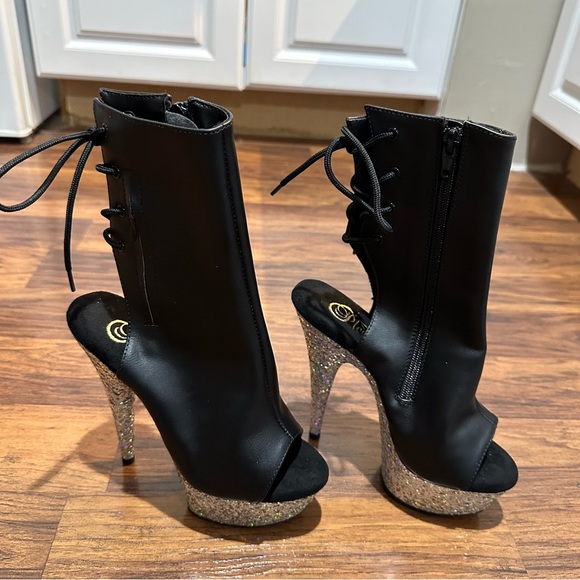 Pleaser open toe platform stiletto booties. BRAND NEW NEVER WORN! Size 6. NWT!! - Picture 8 of 11